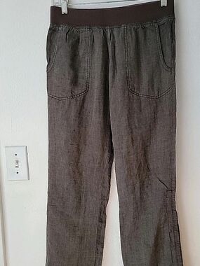 Toad&Co Gray Brown Linen Pants Straight Convertible Leg